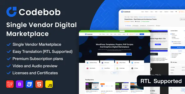 Codebob - Marketplace Digital De Vendedor Único (ready Saas)